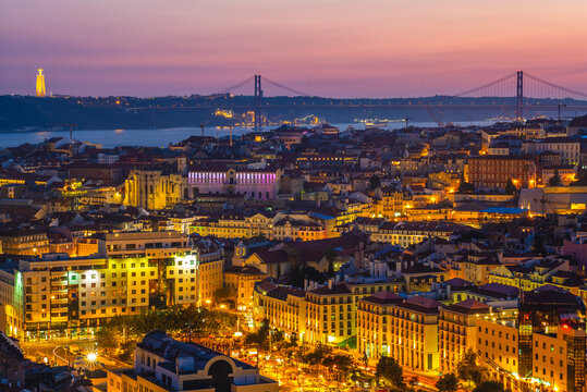View over Miradouro da Senhora do Monte in Lisbon, Portugal