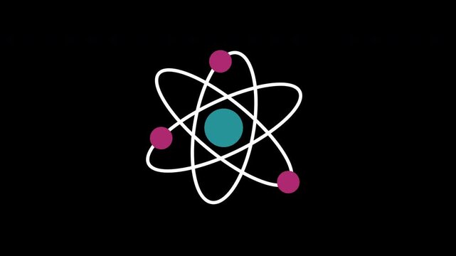 atom molecular chemistry or physic icon concept loop animation video with alpha channel