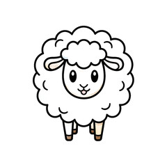 Obraz premium Cartoon sheep character with white outline and neutral expression on a transparent background