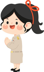 Illustration of Thai Female Teacher Cartoon Character in Friendly Education