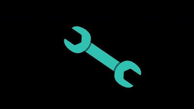 a blue wrench icon concept loop animation video with alpha channel