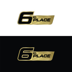 gold 6th place medal badge logo