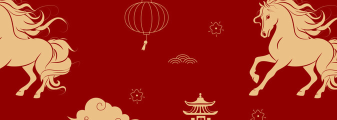 Chinese new year of the horse seamless pattern