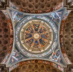 Wandcirkels plexiglas Jezus Christus Piacenza - The cupola with the frescoes of prophets and sybilas and four Evangelist in the church Basilica di Santa Maria di Campagna by Pordenone (1530 - 1535)  © Renáta Sedmáková