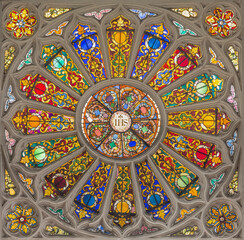 London - The central rosette in church St. Catharine Cree from year 1630.