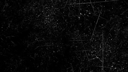 Black grunge texture overlay with white scratches and dust particles  © Pens'K