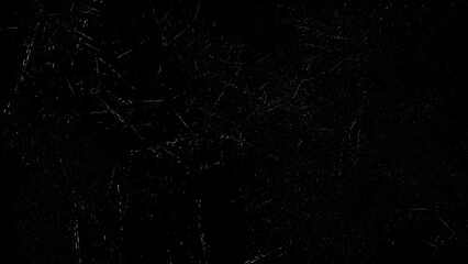 Black grunge texture overlay with white scratches and dust particles
