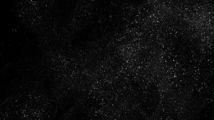 Black grunge texture overlay with white scratches and dust particles

