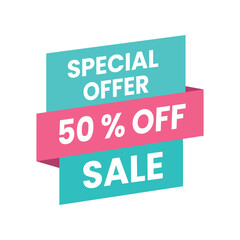 Modern 50% Off Sale Banner Vector Graphic - Special Offer Promotion Tag