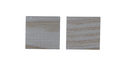 Two Light Wooden Blocks isolated on a transparent background. Part of a series.