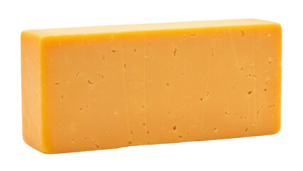 Block of cheddar cheese isolated PNG, sharp yellow dairy product for cooking and snacking on transparent background