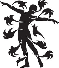 Human figure emerging from swirling organic shapes