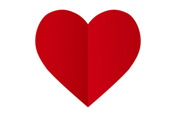A single red heart on a transparent background. Valentine's Day paper cutout decoration.