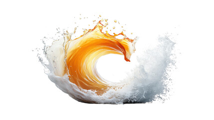 Dynamic Wave Splash with Orange Tones on Transparent Background