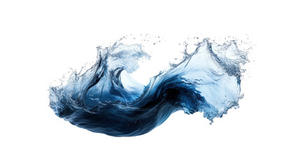 Dynamic Blue Wave Splashing on Clear Background
