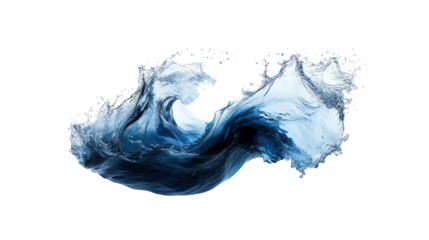 Dynamic Blue Wave Splashing on Clear Background