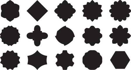 Collection of fifteen unique black shape silhouettes