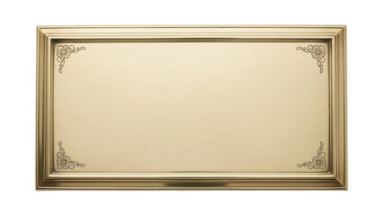 Ornate gold nameplate PNG isolated on transparent background, decorative plaque with floral corner details for signage and awards