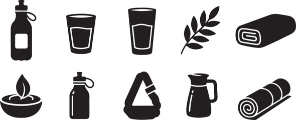 Spa and wellness icons for relaxation and health