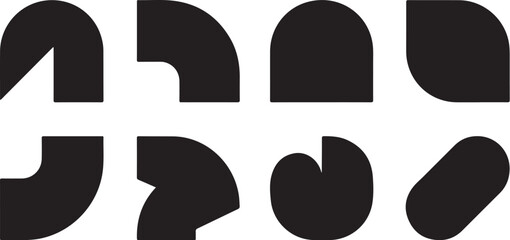 Abstract black shapes set modern graphic design elements