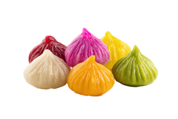 Colorful modaks isolated on transparent background for ganesh chaturthi