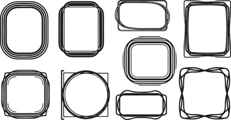 Set of varied black and white abstract frames