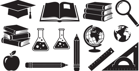 Education icons set for school and learning