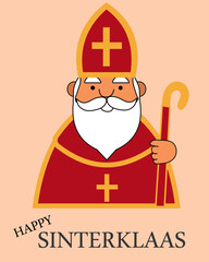 Saint Nicholas or Sinterklaas. Portrait banner, Christmas eve festival design