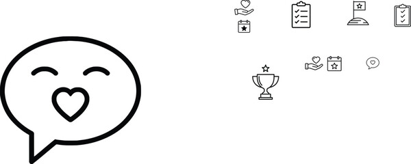 Kissing face emoticon in speech bubble