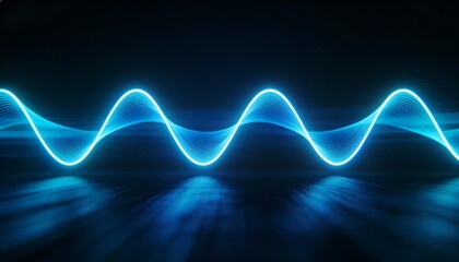 Blue Light Wave with Dynamic Movement and Flowing Energy Against Dark Background