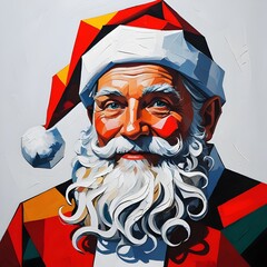 Portrait of Santa Claus painted in a modern style