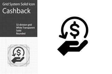 Cashback icon, dollar sign on hand