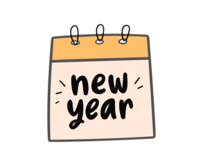 Cheerful new year calendar on transparent background