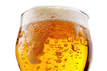 Closeup of a glass of beer isolated on transparent background