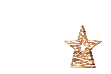 Illuminated star decoration isolated on transparent background for christmas