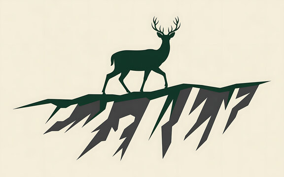 Deer standing on cliff edge isolated on a transparent background