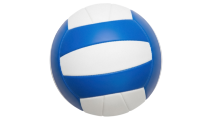 Blue and white volleyball PNG isolated on transparent background, sports equipment for beach games and recreational activities