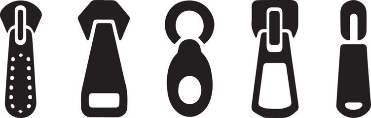  collection of five zipper-inspired flat icons