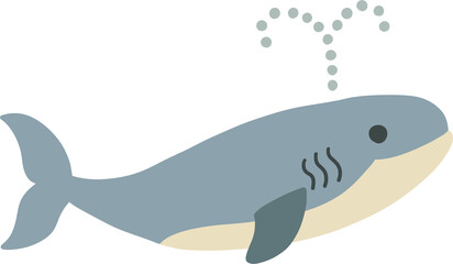 Cute cartoon whale shark with water splash.
