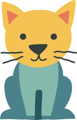 Cute minimalist ginger cat sitting illustration in flat style.