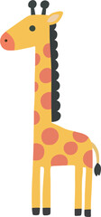 Cute Giraffe Cartoon Character with Long Neck Isolated on White.