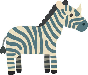 Cute stylized zebra and rhinoceros hybrid animal illustration.