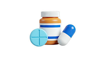 Pills, Bottle, and Capsule: Healthcare Concept