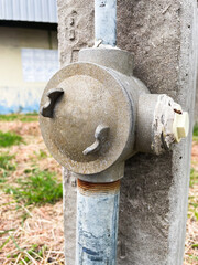 Fototapeta premium Outdoor Electrical Junction Box on Metal Conduit