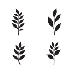 Minimalist leaf silhouettes creating calm contrast on white background