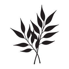 Elegant leaf silhouettes resting softly against a clean white background