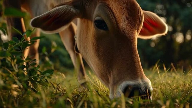 Rural Morning Scene with Indian Desi Cow