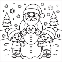 Naklejka premium Christmas bold and easy black and white coloring pages