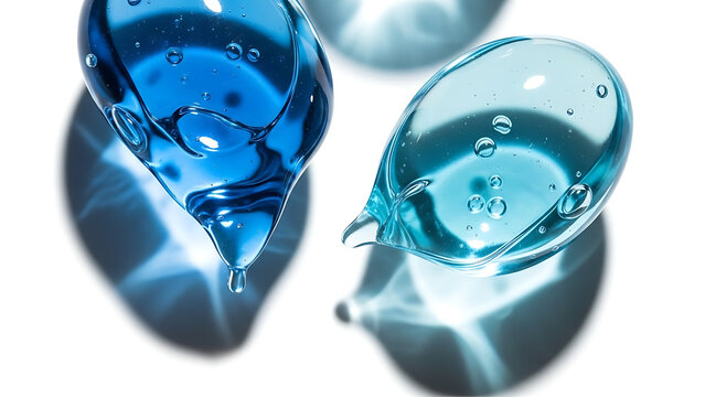 Dripping blue liquid droplets