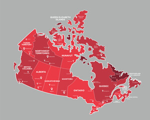 Canada map with state names  for education © vector designer